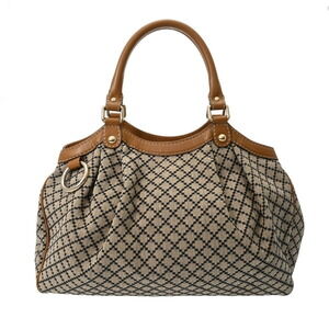 Gucci Guccissima Sukey Beige Brown Canvas Leather Handbag